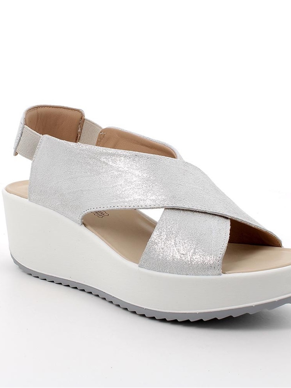 IGI&CO Metallic Silver Cross-Strap Slingback Sandals